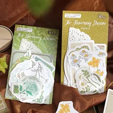 

Dimi 30pcs/pack Retro Material Paper Pack Flowers Series Vintage Decorative Scrapbooking DIY Diary Album Label School Stationery