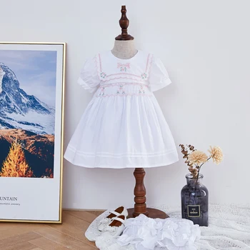 

2Pcs Smocking Dresses For Baby Girl Toddler Hand Made Smocked Frock Infant Embroidery Dress Children Boutique Spanish Clothes