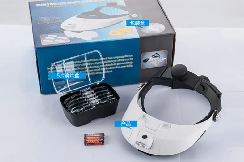 Монтируемые на голову ремонтные увеличительные очки HD линзы с 2LED подсветкой Точные очки для чтения ювелирные изделия оценочные часы инструмент