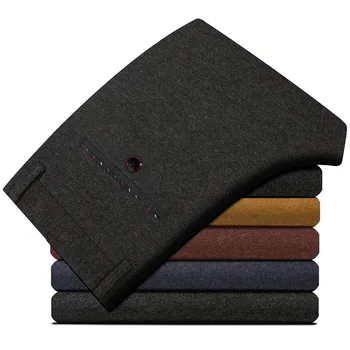 

Men's Casual Pants Autumn Winter Korean Version Self-cultivation Male Fashion Stretch Sanding Youth Straight Business Trousers