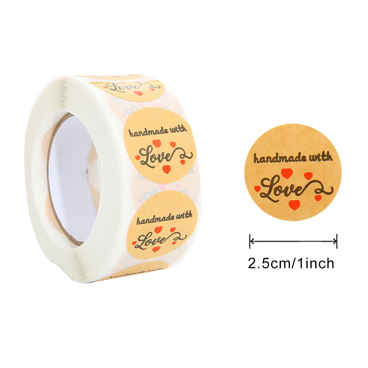 500Pcs/Roll Beautiful Round Natural Kraft Thank You Sticker Seal Labes gift Hand Made With Love Stickers Scrapbooking Stationery 