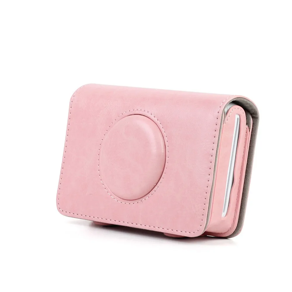 Сумка для камеры из искусственной кожи в стиле ретро, защитный чехол, чехол для поляроидная привязка, рюкзак для сенсорной камеры - Цвет: Розовый
