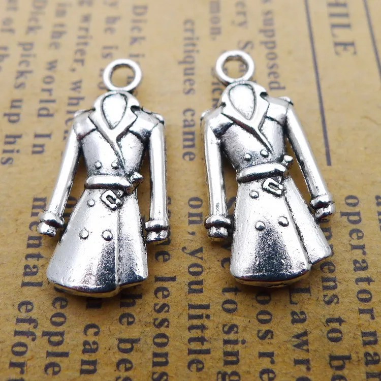 10 PCS/Lot 11mm*20mm Antique Silver Color Women Dress Charm Pendants For Jewelry Making DIY | Украшения и аксессуары