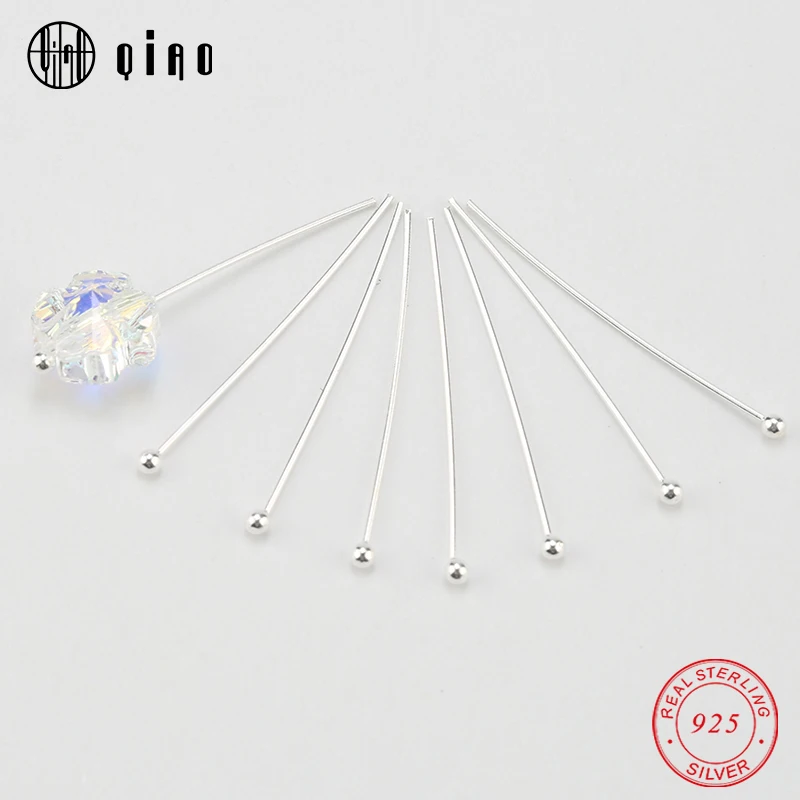 25mm 925 Sterling Silver Ball Head Pins Diy Jewelry Findings Earring Making Beads Connector