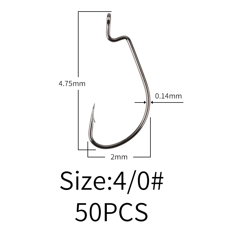 Мередит 50 шт. рыболовный крючок из углеродистой стали широкий кривошипный офсетный рыболовный крючок для Мягкая приманка в виде червей 5/0#-8# рыболовные крючки для ловли карпа - Цвет: 40