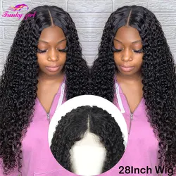 30 32inch HD Transparent Curly 13X4 Lace Front Human Hair Wigs For Women Brazilian Kinky Curly Lace Frontal Wig Remy Hair