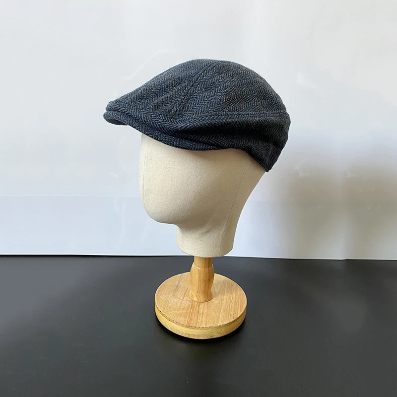 men's black beret hat Wool Newsboy Cap Men blue Herringbone Berets Women Men British Painters Hat Soft  Autumn Winter hats Octagonal Cap BLM382 mens fleece beret