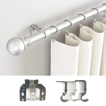 

2Pcs Home DIY Fixed Easy Install Decorative Hanging Metal Structure Hook Adjustable Holder Support Curtain Rod Bracket Sturdy