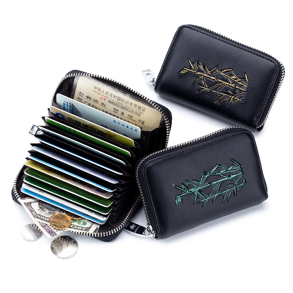 

Purse Women's Chinese-style Coins Mini Wallet RFID Genuine Leather Manufacturers Coin Pocket Retro Wallet Coloured Drawing