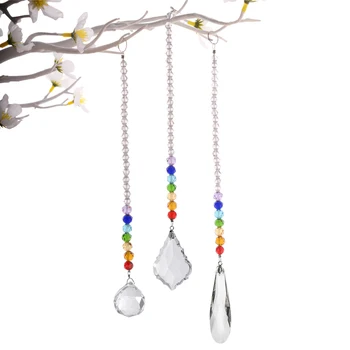 

Shiny Handles Crystal Hanging Prism Ball Chakra Beads Strand Design Rainbow Suncatcher Chandelier Chrismas Decoration