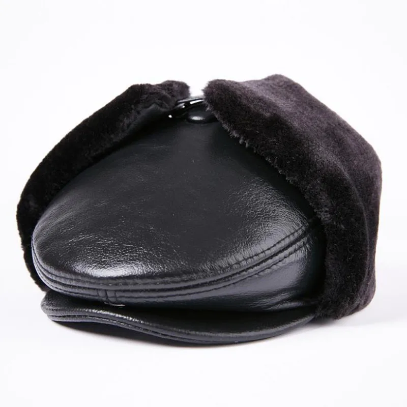 LA зимняя мужская бейсболка из натуральной коровьей кожи, брендовая Кепка Newsboy/берет, зимние теплые кепки и шапки для мужчин с ушками