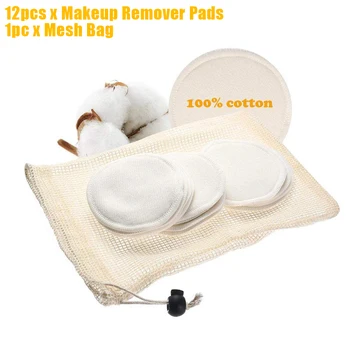 

12pcs 8 Cm Reusable Makeup Remover Pad Easy Apply Soft Bamboo Fiber Cleaning Face Washable Double Layer With Mesh Bag Cosmetic