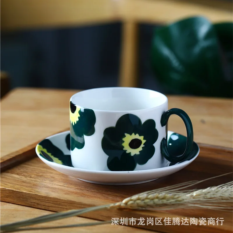 Ceramic coffee cup and dish set net red ins wind underglaze hand