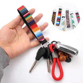 

New Neoprene Wristlet Keychain Leopard Printing Sunflower Key Lanyard Car Keyring Bag Charms Pendant DIY Jewelry Accessories