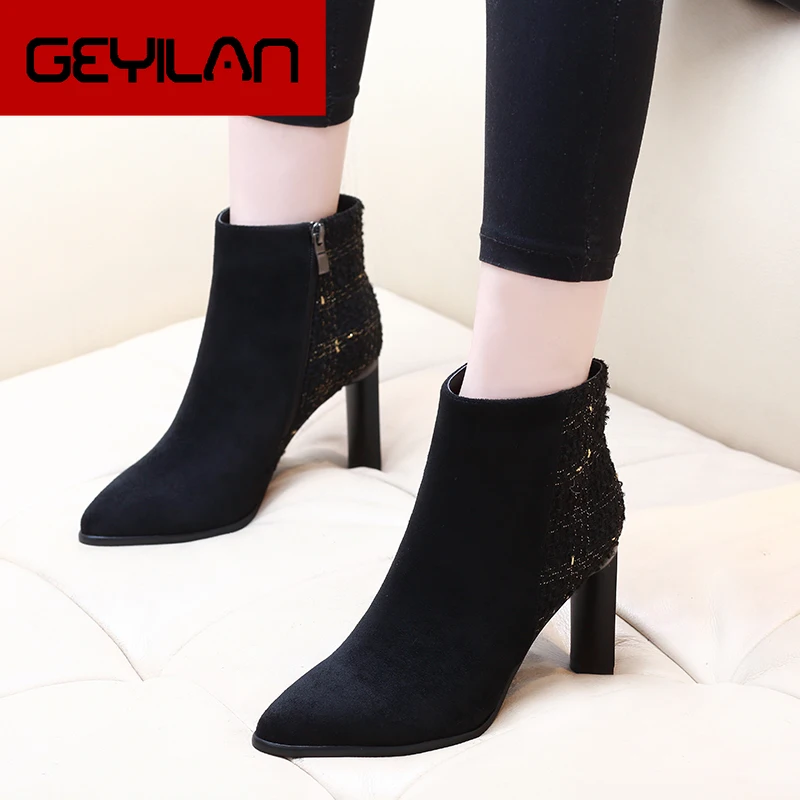 

2019 New Women Boot Autumn Winter Short Boots Woman High Heel Shoes Martin Boots Women Ankle Boots Black Women Shoes CH-A0134