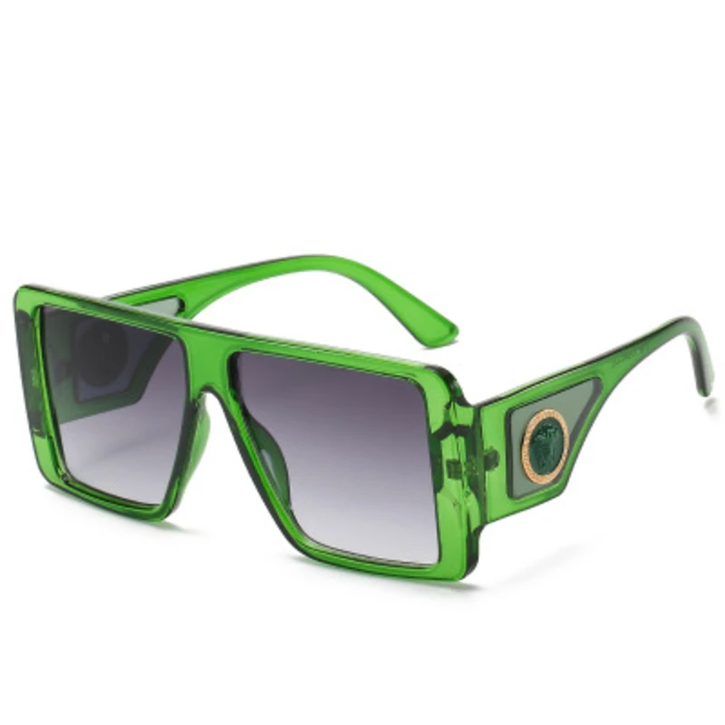 

Retro Large Frame Transparent Sunglasses Women 2020 Luxury Brand Personality Metal Human Head Decoration Sun Glasses Men Shades