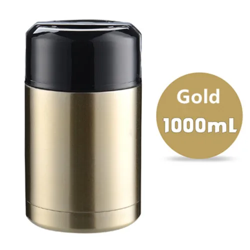 1000ml Gold 500 мл/800 мл/1000 мл двойной термос из нержавеющей стали контейнеры для супа большая емкость термосы Портативный Ланч-бокс - Цвет: 1000ml Gold