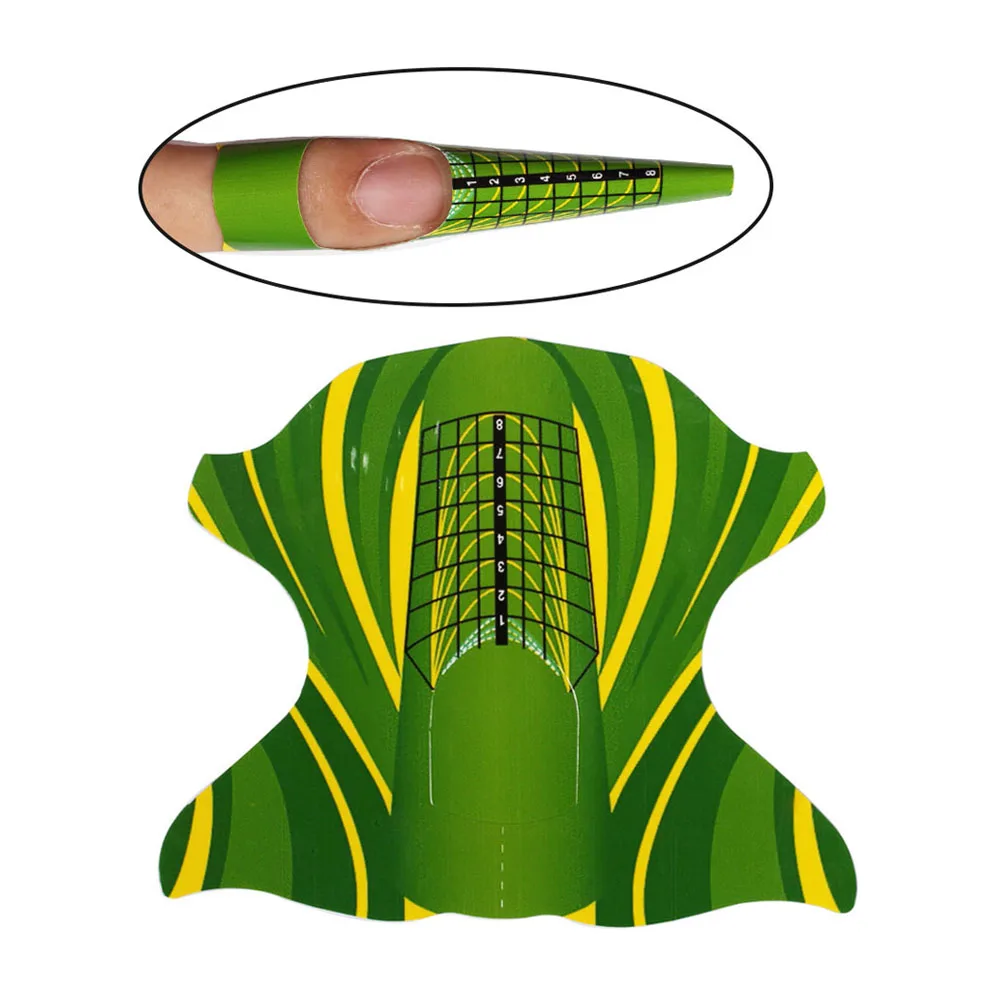 Форма для ногтей Finger Angel 50/100/500 шт. зеленая бумага направляющий гель наращивания