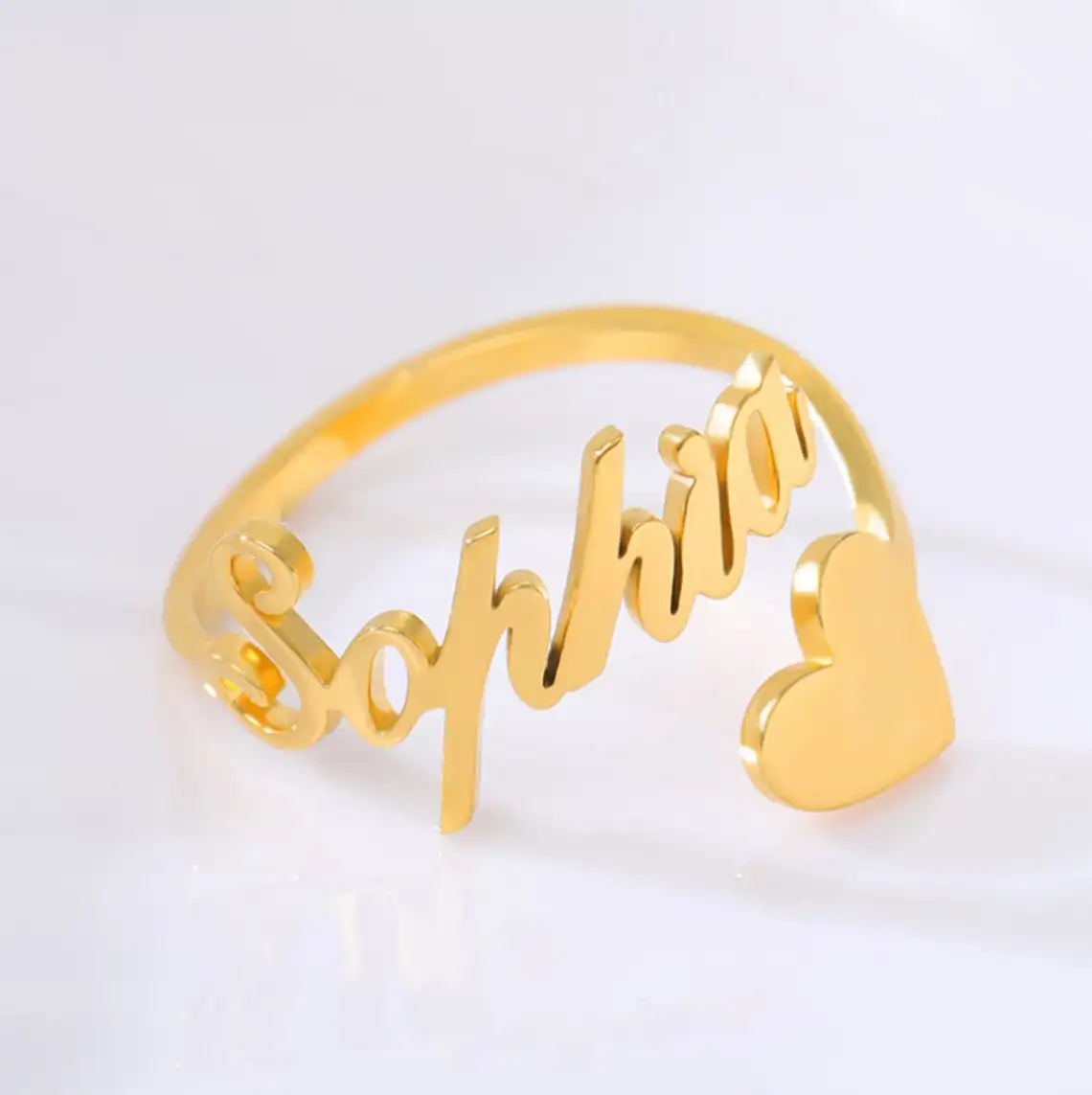 

Name Ring Nameplate Gold Heart Name Ring Titanium Steel Letter Rings Custom Name Ring for Women Best Friends Wedding Gift