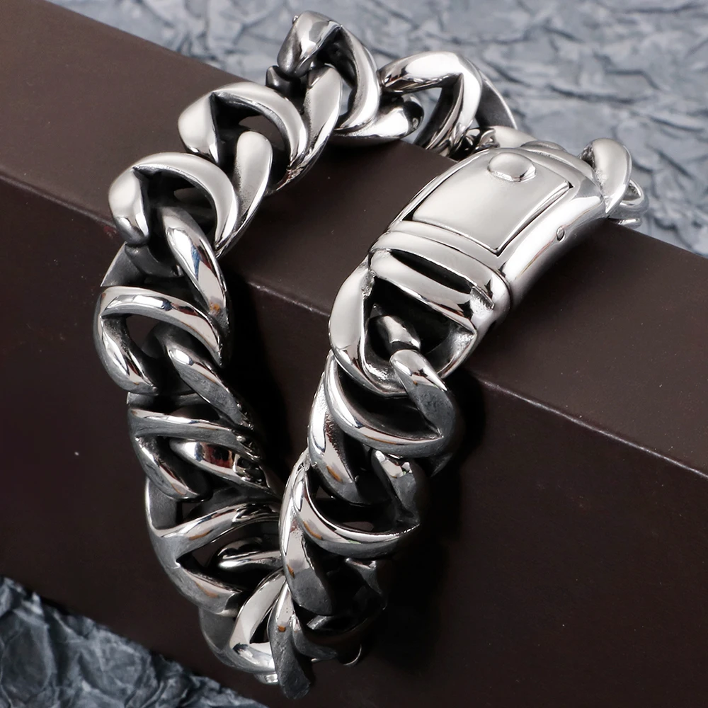Bracelet Homme En Acier Inoxydable 316L Maillons Modernes - Bijoux Neuf Avec étiquettes, Marque Bijouxia