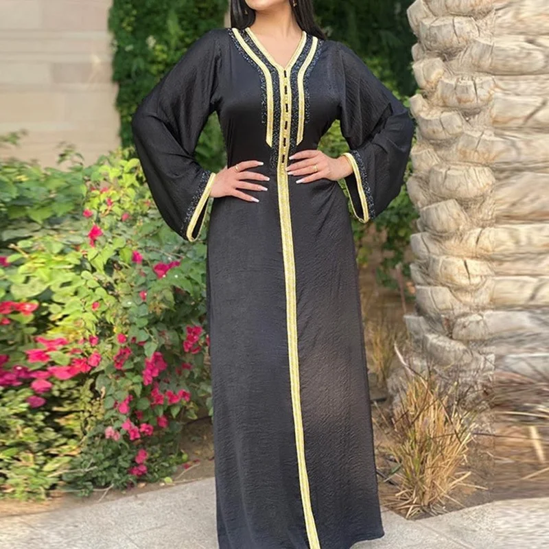 Черные Abayas для женщин Дубай турецкие Пакистанские Вечерние платья элегантная