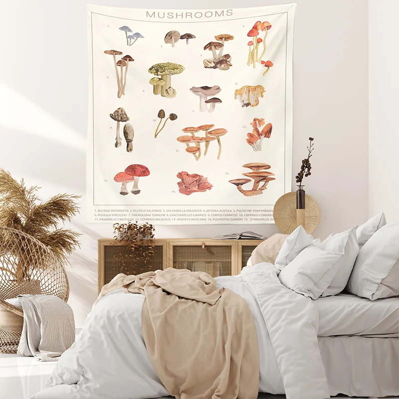 

1 piece of Nordic style decorative tapestry with colorful plants, flowers and mushrooms