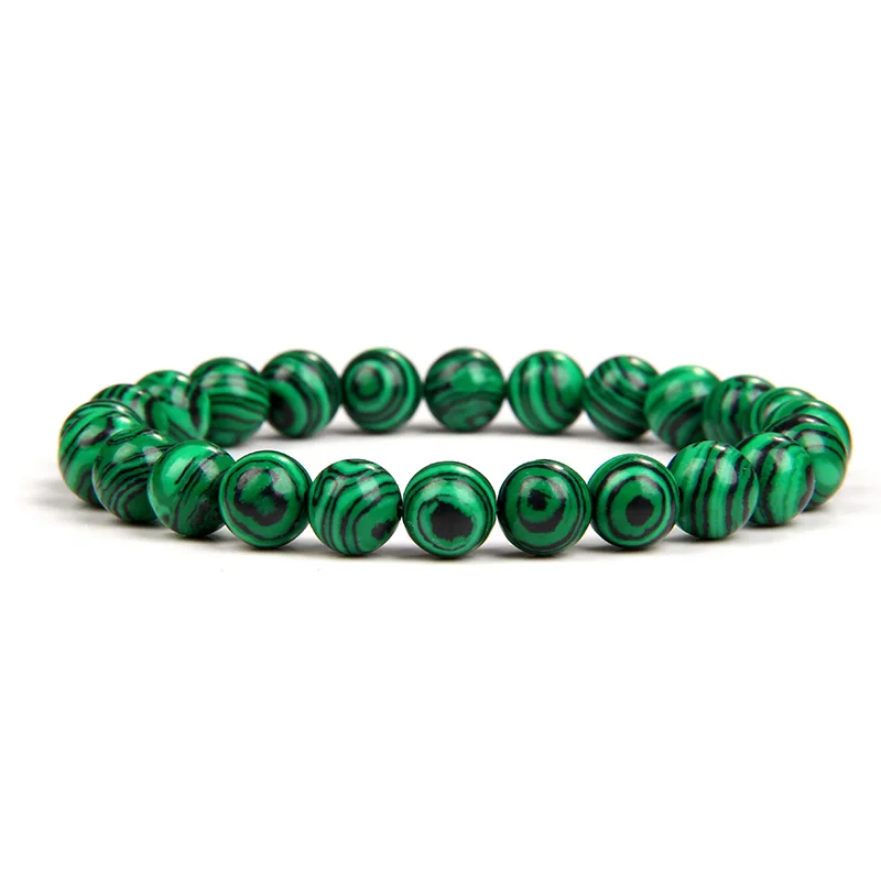 Natural Green Malachite Stone Bracelet 4/6/8/10mm Handmade Round Beads Bracelets Couple Energy Yoga Bracelet Men Women Jewelry mens bangle bracelet