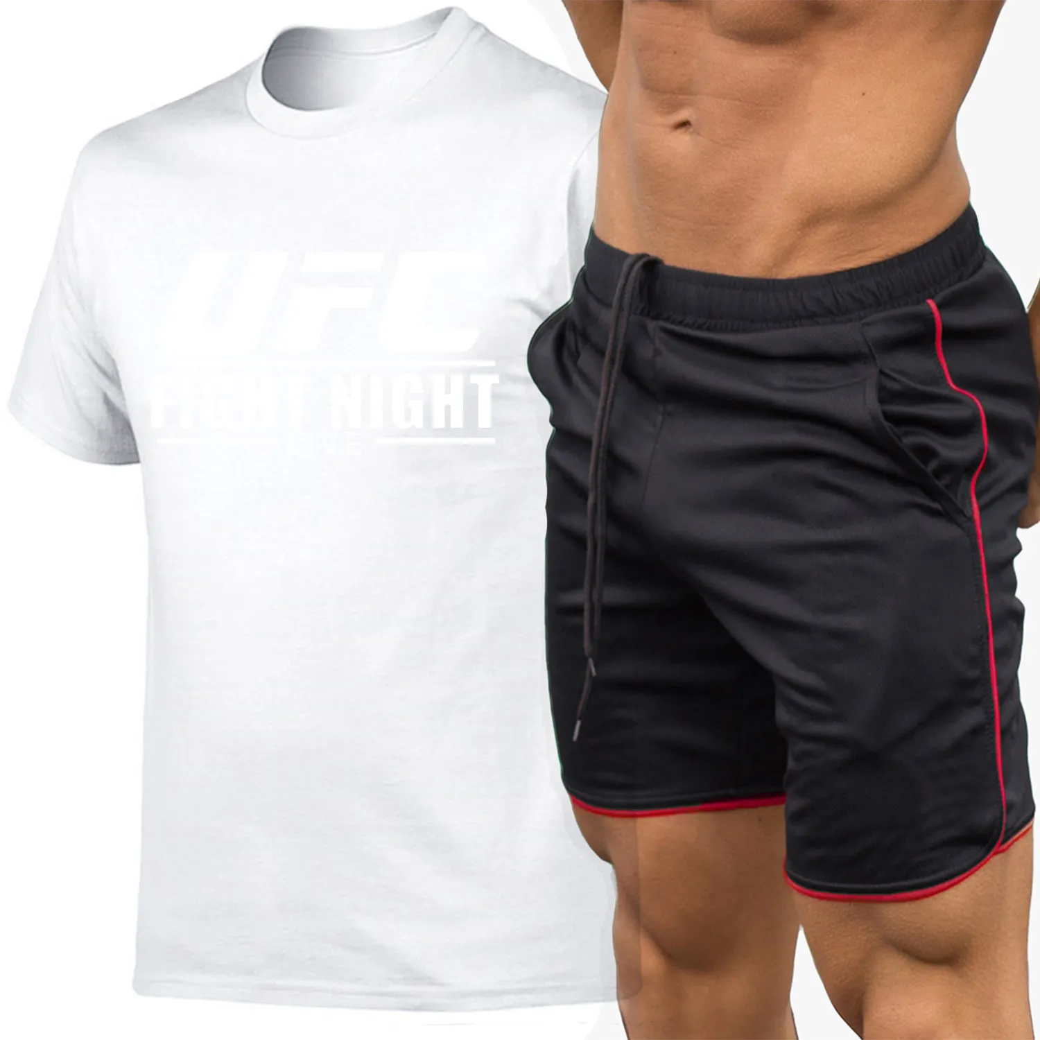 Mma ufc Europe And America Fighting Extreme Fighting Short Sleeve Casual MEN'S T-shirt+ Sports Shorts Set