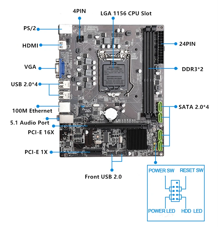 Высокая производительность H55 набор материнских плат LGA 1156 с LGA1156 Intel Core I5 760 2 8 ГГц