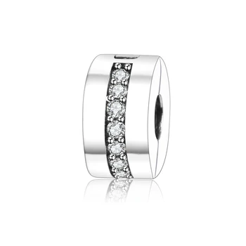 

Authentic 100% 925 Sterling Silver Bead Charm Clip Safety Stopper Beads Fit Original Pandora Charm Bracelet & Bangle Necklace