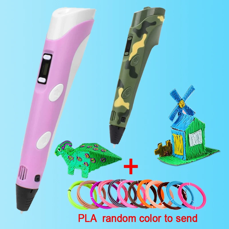 3D Printing Pen Drawing Pen With LCD Screen Compatible PLA Filament 2pcs 5pcs