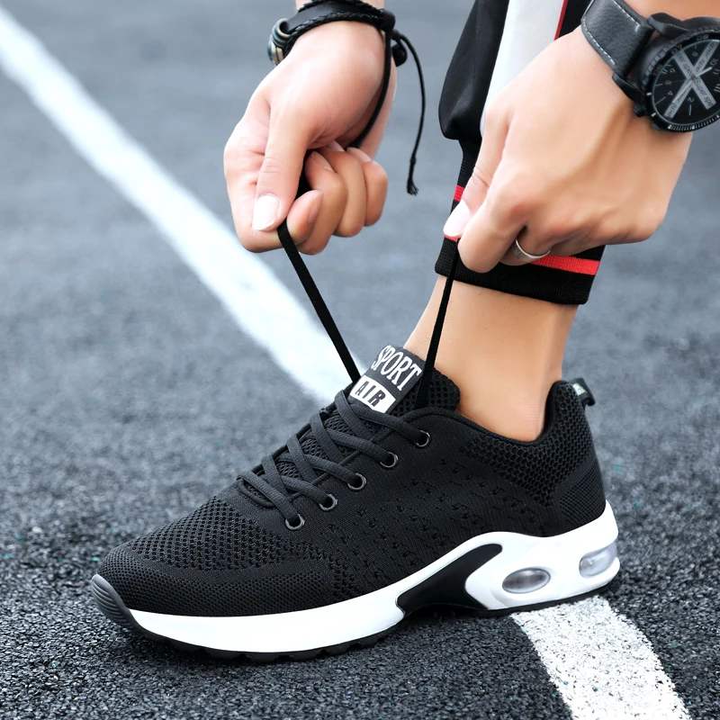 

Fashion Men Casual Shoes Top Brand Sneakers Men Lightweight Lace-up Walking Sneakers Air Cushion Trainer Male Footwear Plus Size