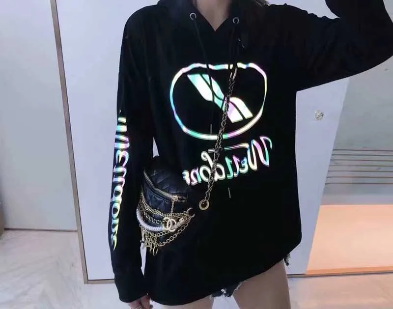 19SS We11done Модная брендовая толстовка высокое уличное свободное Для мужчин Для женщин Повседневное We11done цветной, отражающий Толстовка с длинным рукавом