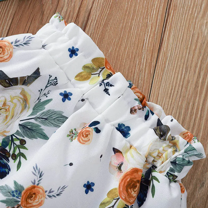 Весенне-осенний комплект одежды с длинными рукавами для маленьких девочек; комбинезон для новорожденных; юбка с цветочным рисунком; комплект из двух предметов; одежда для малышей