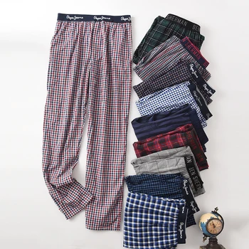 

New men's cotton home pants thin pants sleep Bottoms Plaid