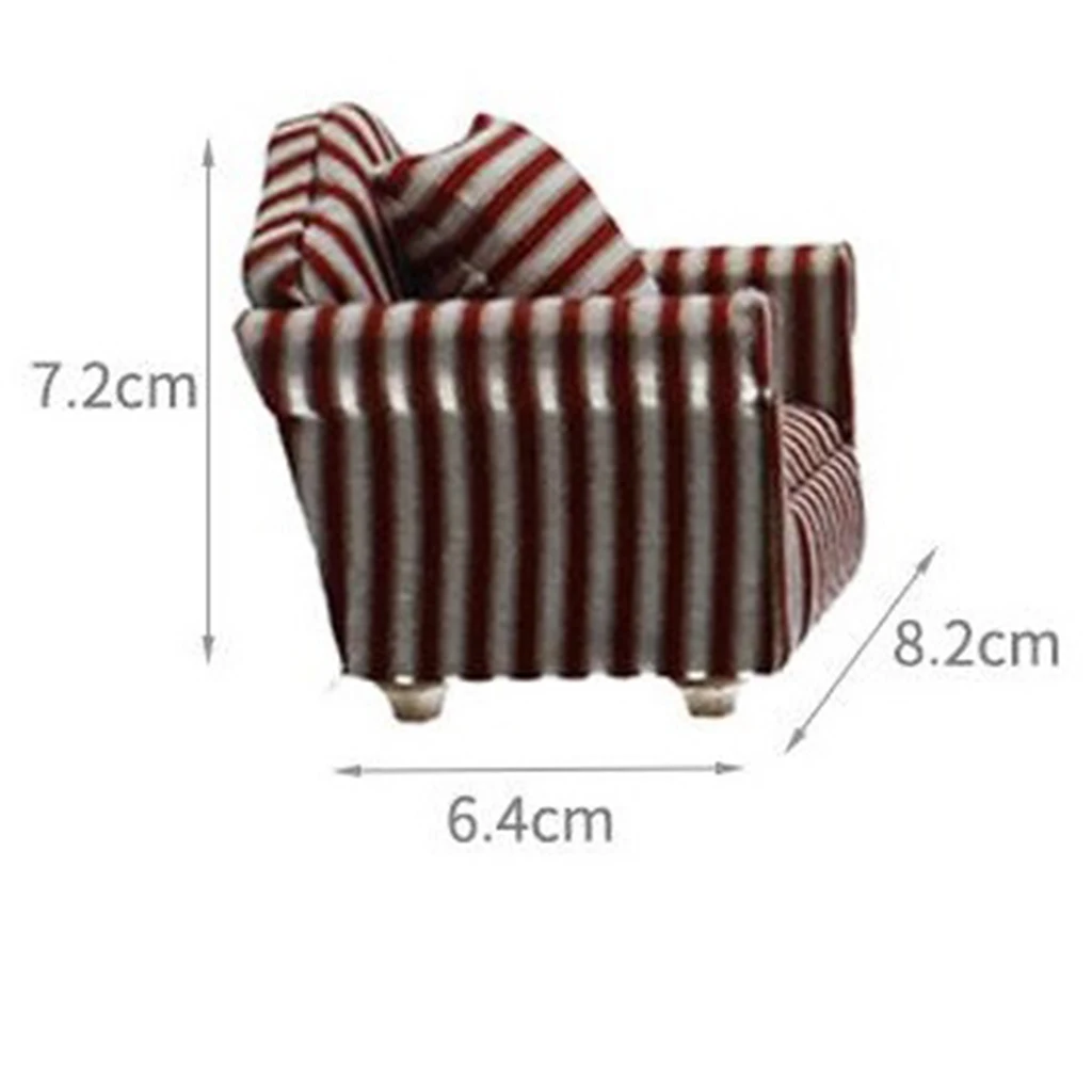 1/12 Mini Sofa Love Seat Dollhouse Miniatures Furniture Decor DIY Accs