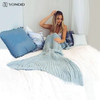 

Mermaid Blanket Yarn Knitted Mermaid Tail Blanket Handmade Crochet Very Soft For Home Sofa Sleeping Bag Kids Adults Sleeping Bag