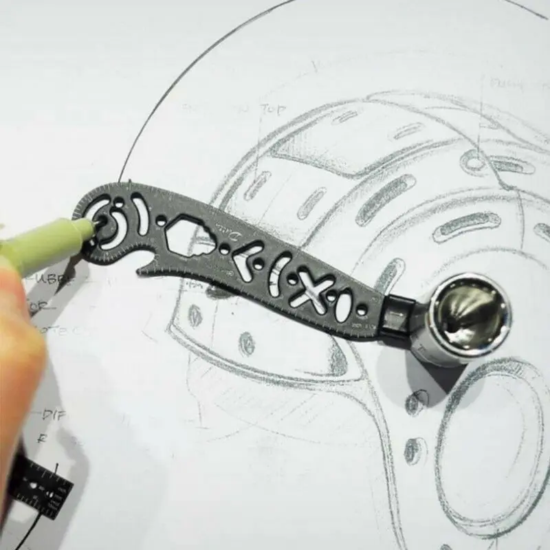  Multi Function Drawing Ruler Magnetic EDC Tool Mini Wrench Bottle Opener Compass Protractor Drawing