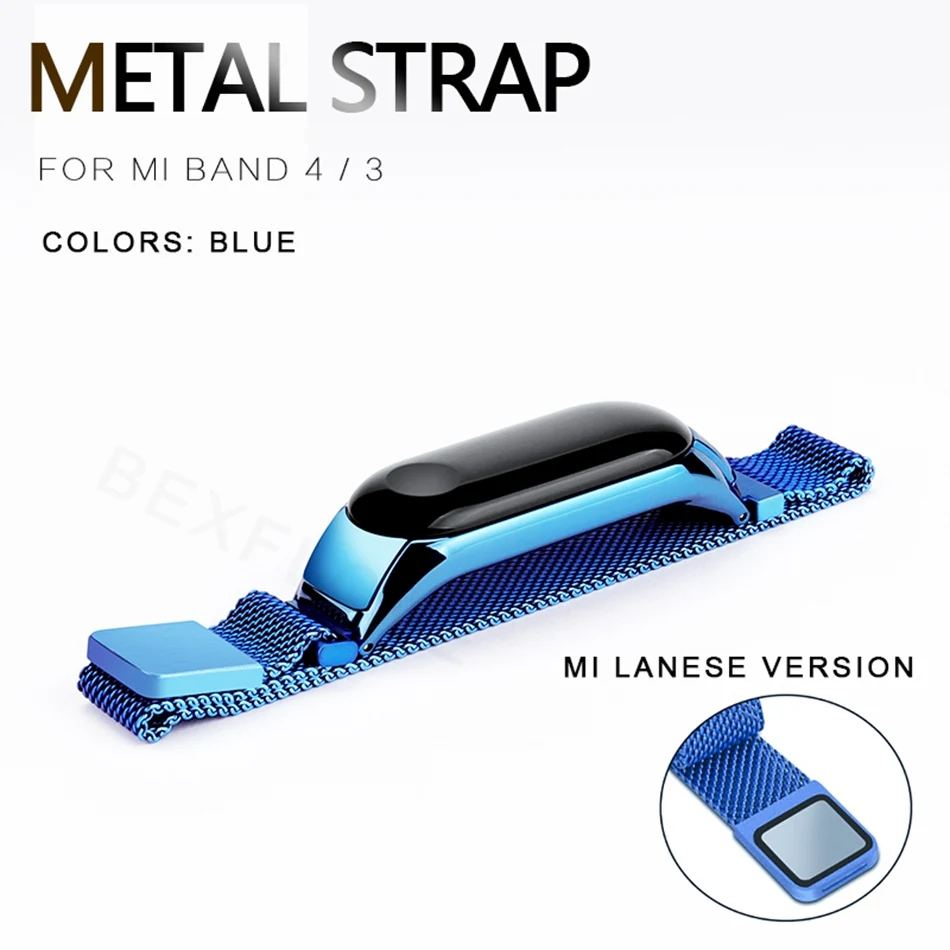 Protector/Bracelet mi band 3 4 strap For Xiaomi mi band 4 3 Strap/Bracelet for MiBand 4 3 Strap Metal Belt Stainless Steel Strap - Цвет: 17F
