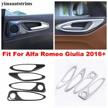 

Carbon Fiber / Matte Interior For Alfa Romeo Giulia 2016 - 2020 Inner Door Pull Doorknob Handle Hand-clasping Bowl Cover Trim