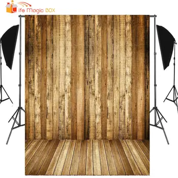 

LIFE MAGIC BOX Photographic Background Brown Wood Neborn Toddler Backdrops Decor for Photo Studio