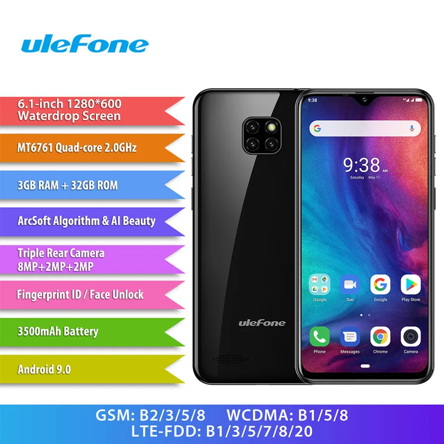 Ulefone Note 7P 4G смартфон Android 9 0 отпечаток лица ID 6 1 &quotMT6761 четырехъядерные телефоны 3500