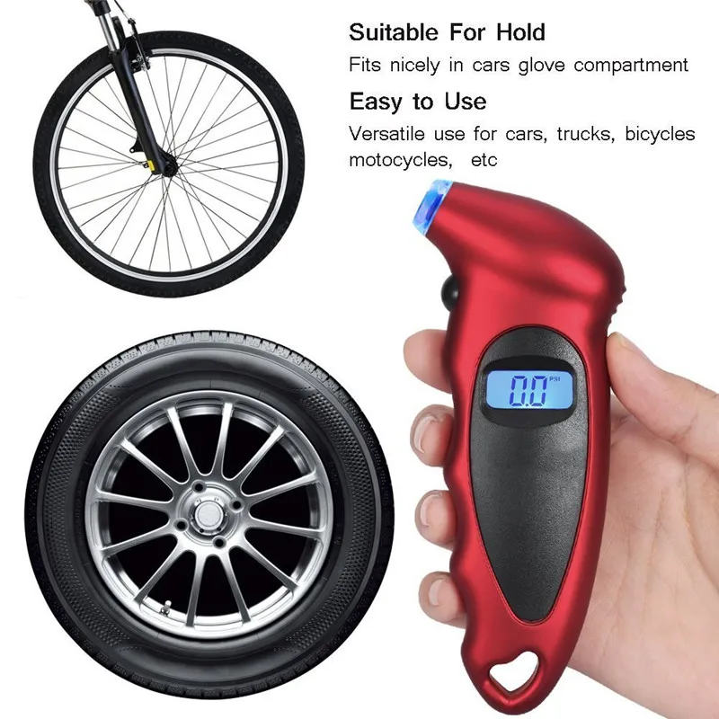 

New Digital Car Tire Tyre Air Pressure Gauge Meter LCD Display Manometer Barometers Tester for Car Truck Motorcycle Bike