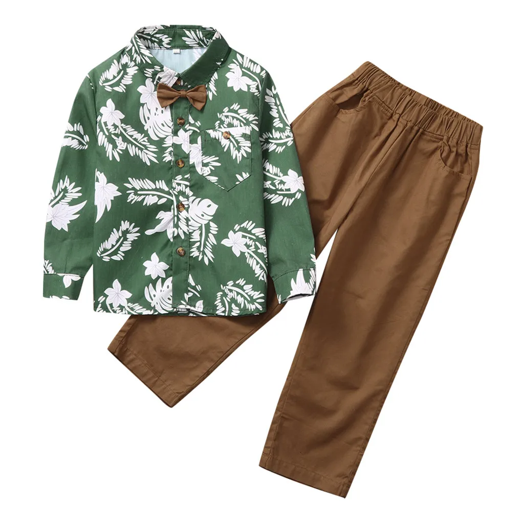 Футболка с галстуком-бабочкой для маленьких мальчиков; топы; однотонные брюки; Комплект для джентльмена; детские спортивные костюмы; коллекция года; детская одежда; сезон весна-осень