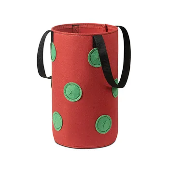 

Strawberry Planting Bag 12 Holes 3 Gallon Hanging Breathable Cloth Bags Strawberry Plant Container with Handle DTT88