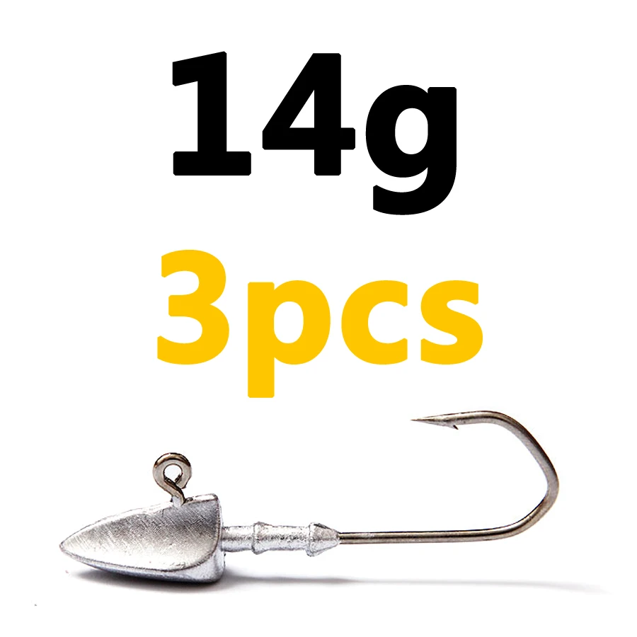 14g 3pcs Крючки с треугольной головкой 3,5 г, 5 г, 7 г, 10 г, 14 г, 20 г, крючок с свинцовой головкой, крючок для приманки, джиг-голова, разноцветные рыболовные снасти, крючки - Цвет: 14g 3pcs