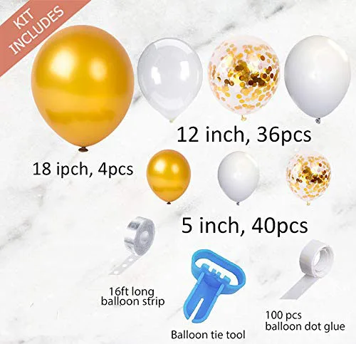 METBLE 83 шт. комплект гирлянды от Serene выбор белого золота для детского душа 16 футов воздушный шар полосы связывания инструмент 100 шар точка клей