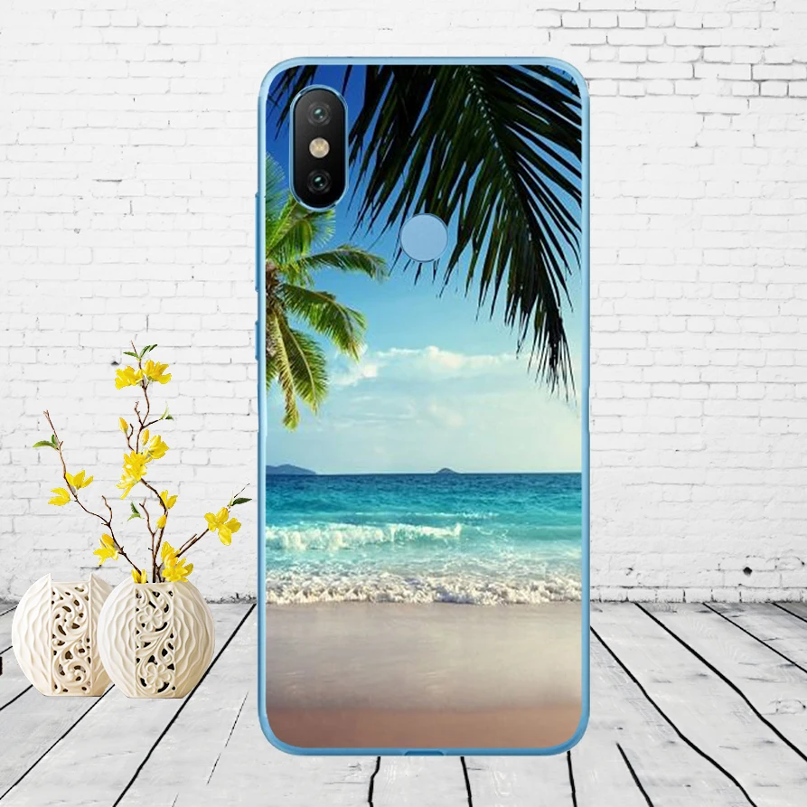 234DD summer Beach Scene at Sunset on sea Palm Soft Silicone Cover Case for Xiaomi Redmi 6 6a mi 8 a2 lite note 5 6 pro 7 case xiaomi leather case glass Cases For Xiaomi