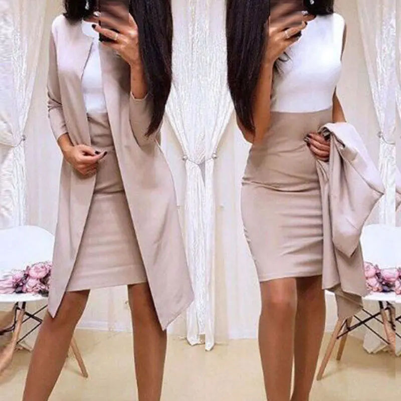 sheath dress with long jacket