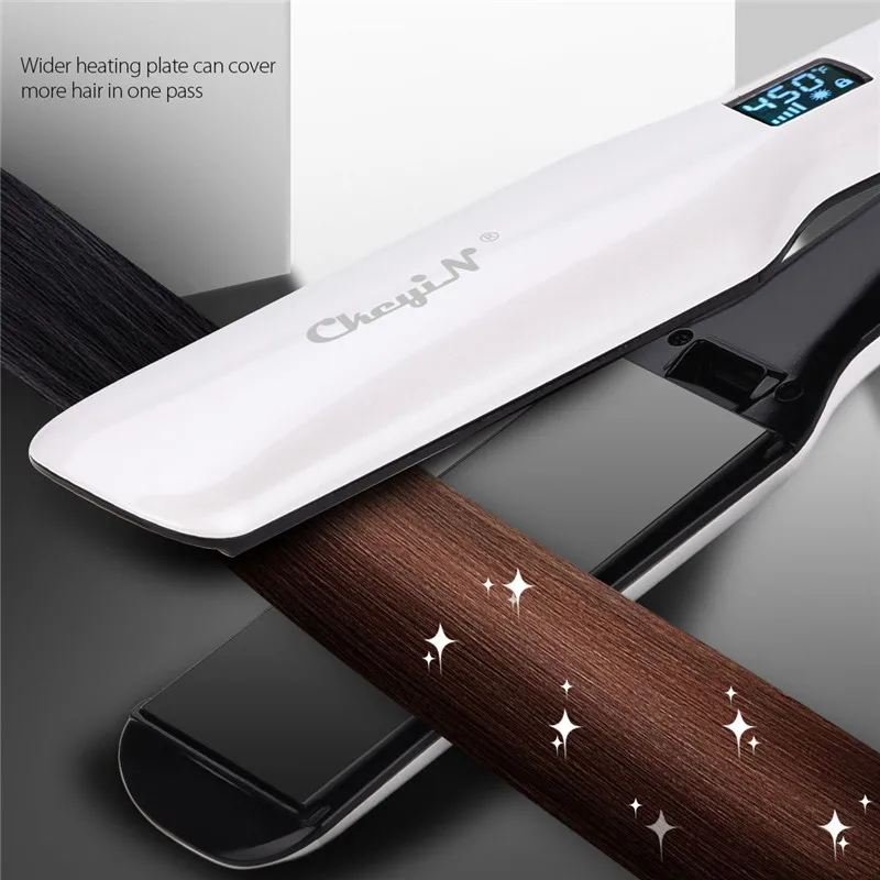 

Wide Heating Plate Hair Straightener Professional Ceramic Flat Iron Straightening Curling Irons LCD Display Hair Iron Styling